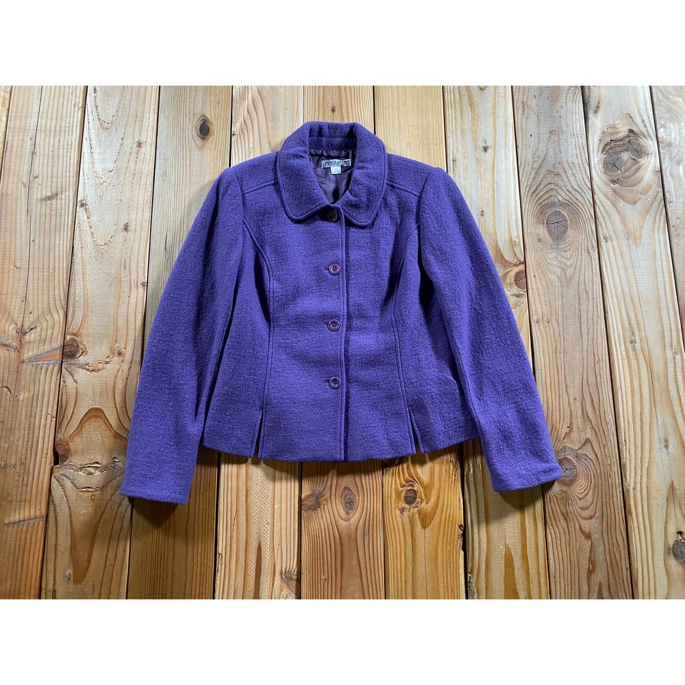 Pendleton Purple 100% Merino Wool Button Front Jacket Women XS 1960s Mod Style